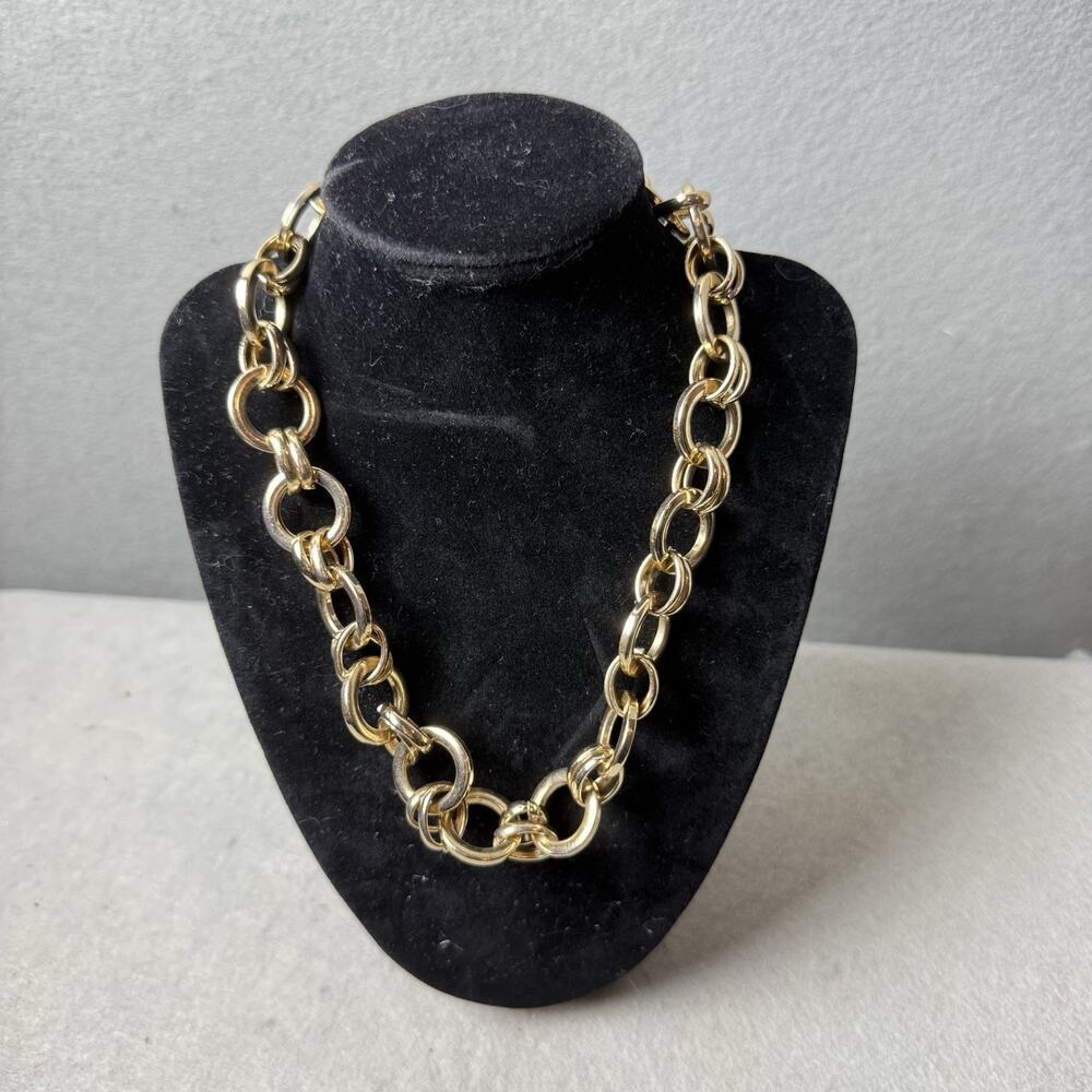 A New Day Gold Tone Rope Link Chain Statement Fashion Necklace Adjustable - Picture 2 of 4